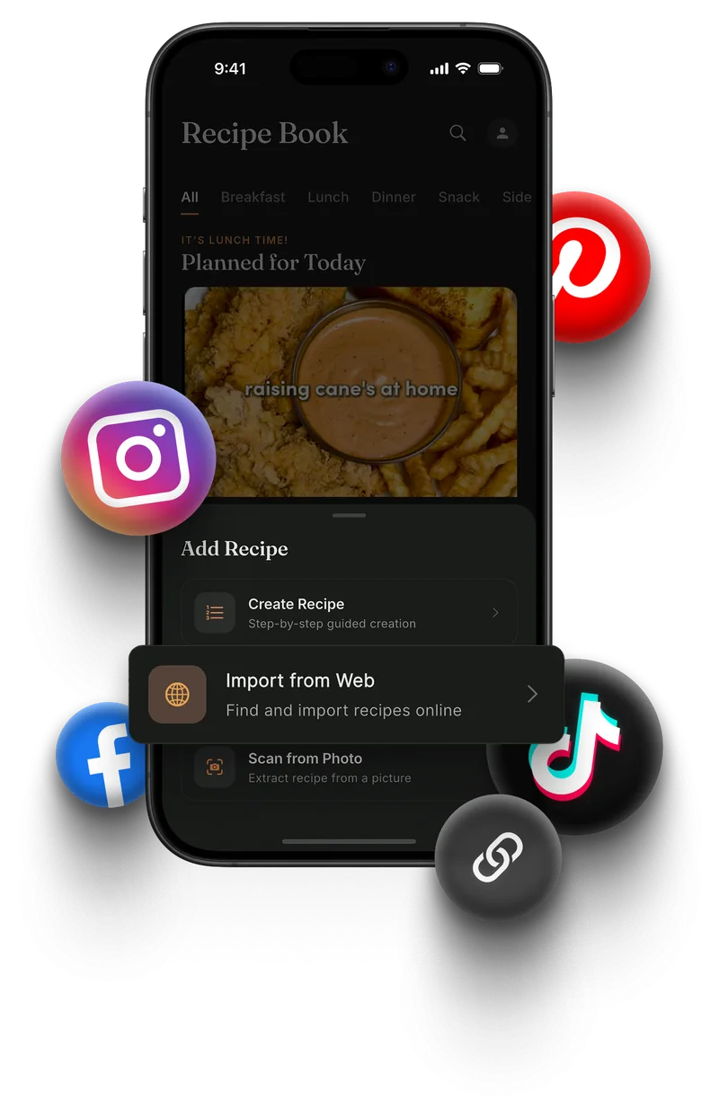 Saving a recipe from a TikTok video into Meally through the share menu.