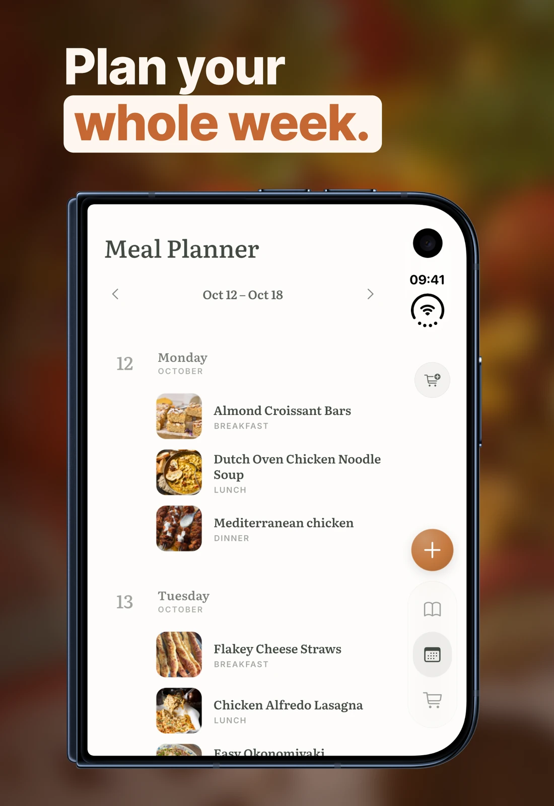 The week's meal plan on the closed iPhone Duo.