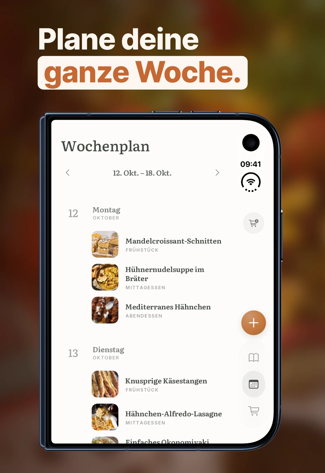 Der Wochenplan auf dem zugeklappten iPhone Duo.
